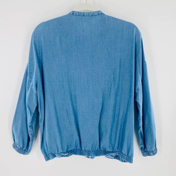 Zara Trafaluc Denim-Wear Chambray Zip Bomber Jacket Size Small - Picture 6 of 13